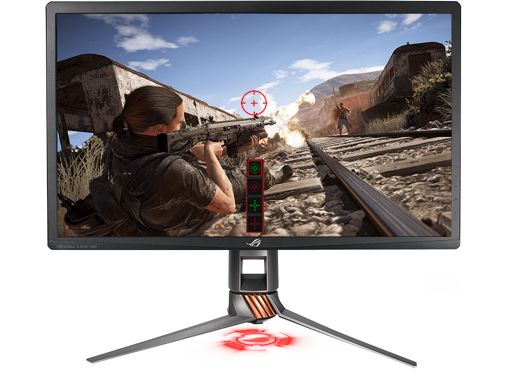 monitor with crosshair overlay