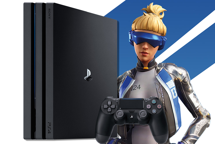 PS4 Pro 1TB Fortnite Neo Versa + Blue DS4 Controller LN100618 - PS4 PRO + Blue DS4 | SCAN UK