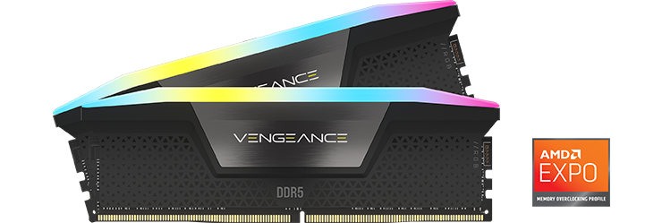 Corsair Vengeance RGB Grey 64GB 6000MHz AMD EXPO DDR5 Memory Kit 