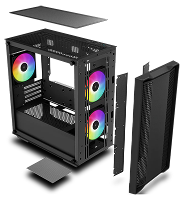 Deepcool Cc Argb Tempered Glass Black Micro Atx Gaming Case Ln