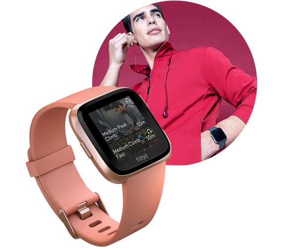 Fitbit versa peach sale and rose gold