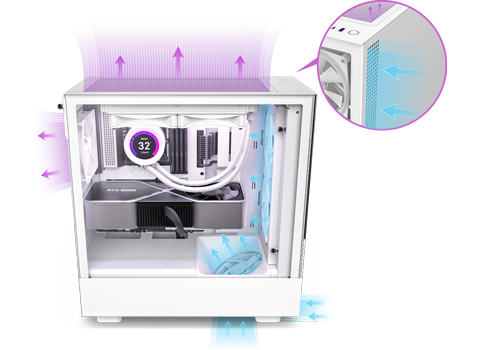 NZXT H5 Elite White Mid Tower Tempered Glass PC Gaming Case LN128508 ...