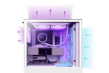 NZXT H5 Flow RGB Black Mid Tower Tempered Glass Gaming Case LN135997 ...