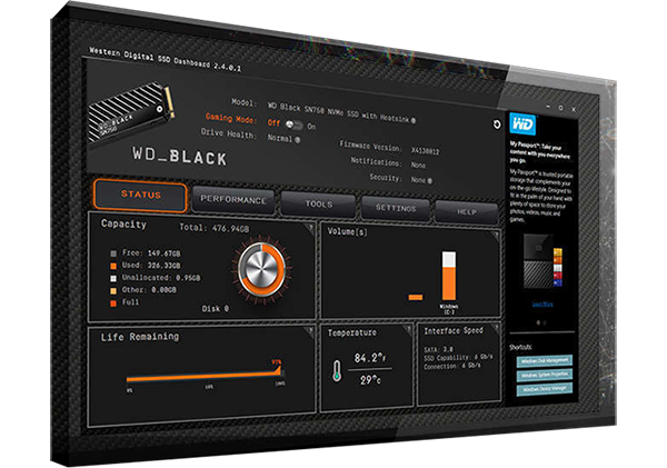 WD BLACK dashboard