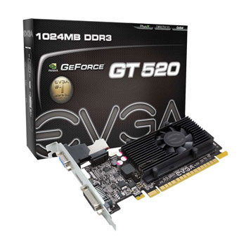 EVGA NVIDIA GT 520 Refurbished 1400MHz GDDR3 Graphics Card - 1GB ...