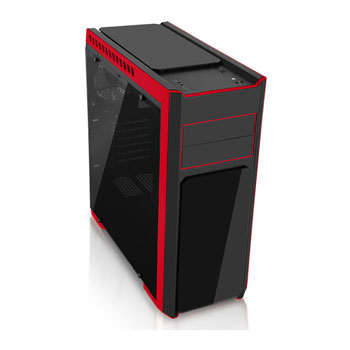 CIT Flash Black/Red Midi Tower Case with 3 x 12cm Red LED Fans LN81869 ...