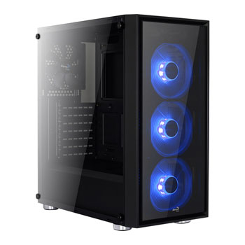 Aerocool Quartz Tempered Glass Mid Tower Blue LED PC Gaming Case ...