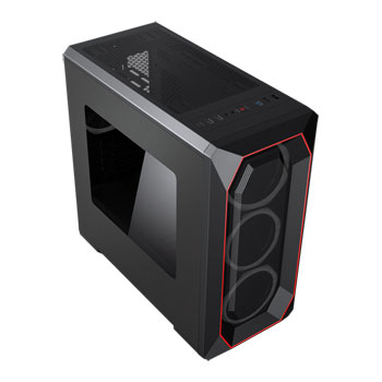 GameMax Kamikaze Red LED Windowed Micro-ATX PC Gaming Case LN93460 ...