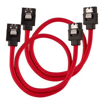 Photos - Cable (video, audio, USB) Corsair 30cm Red Premium Braided Sleeved SATA Data Cable 