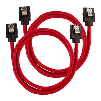 Photos - Cable (video, audio, USB) Corsair 60cm Red Premium Braided Sleeved SATA Data Cable 