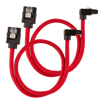 Photos - Cable (video, audio, USB) Corsair 30cm Red Premium Braided Sleeved 90° SATA Data Cable 