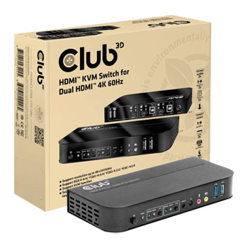 Photos - KVM Switch Club-3D Club 3D HDMI  for Dual HDMI 4K 60HZ 