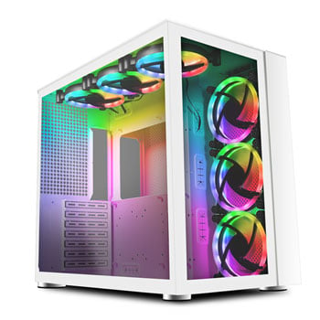 GameMax Infinity Mid Tower Tempered Glass White PC Gaming Case with 6 ...