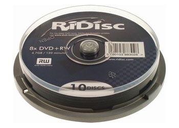 10pcs Cakebox, Ridisc RIDISC053, 4.7GB DVD+RW 8x, Single Layer Branded ...