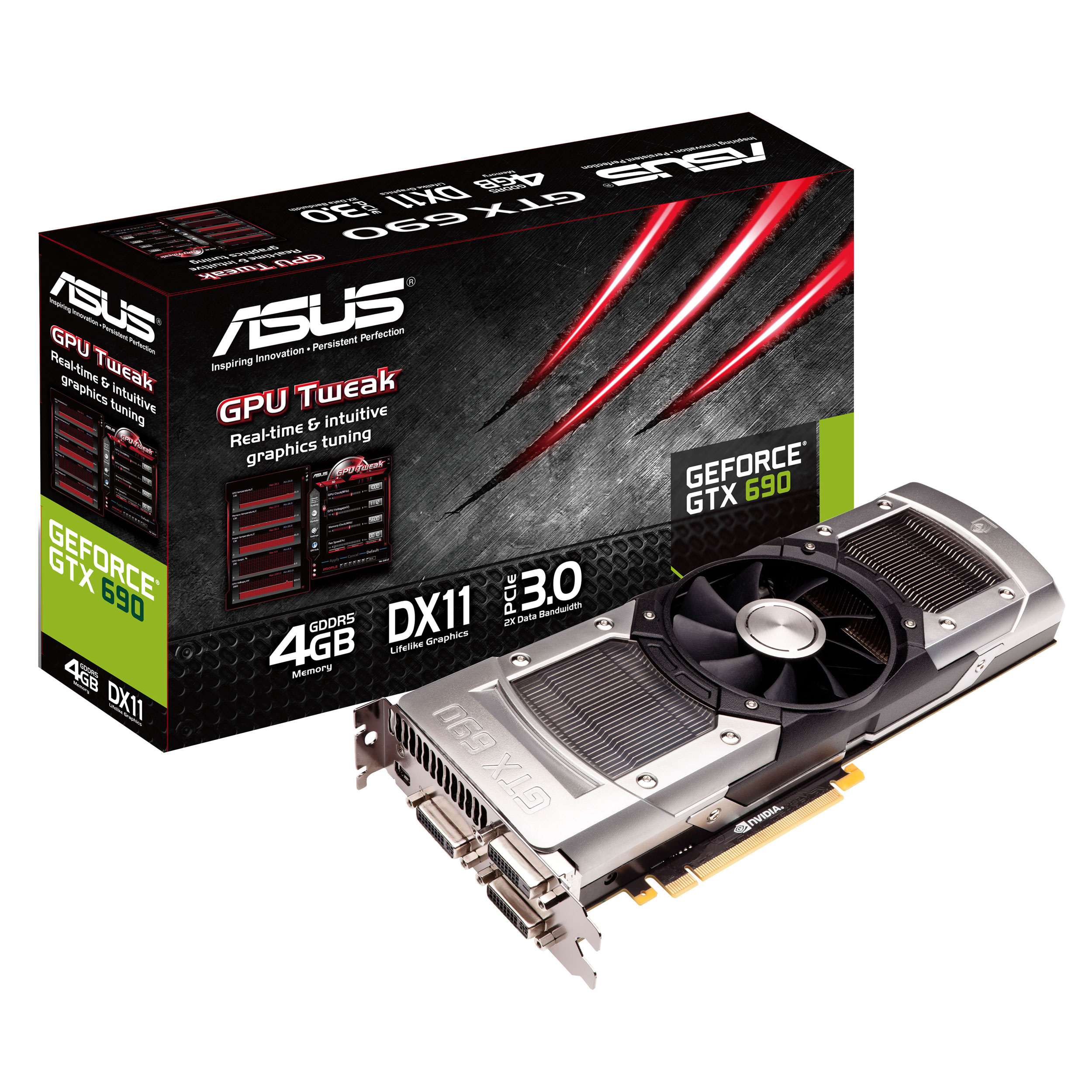 ASUS GeForce GTX 690 NVIDIA Graphics Card - 4GB LN45075 - GTX690-4GD5 ...