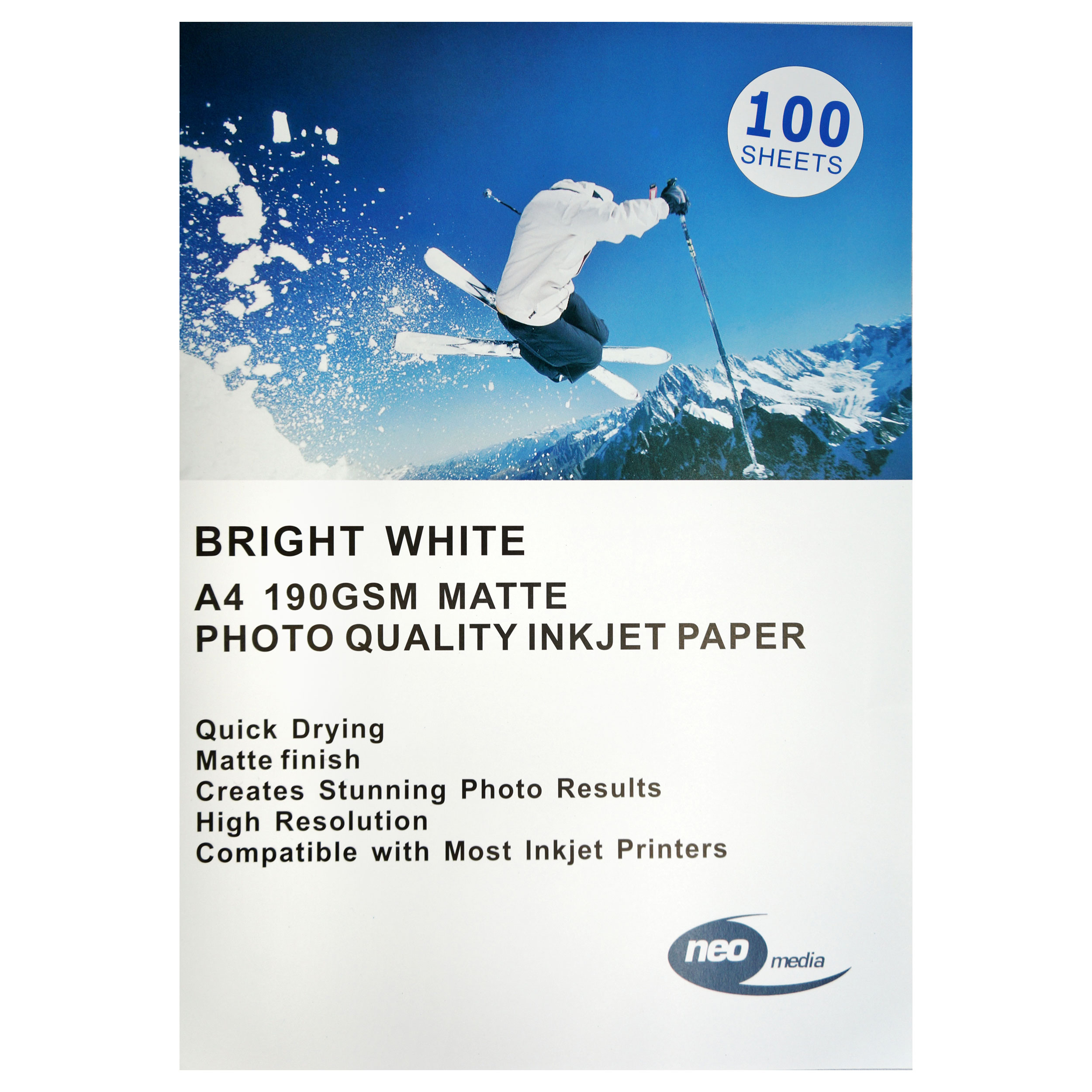 100 pack of A4 190gsm Matt Photo paper LN47283 - 190gsm A4 Photo Matt ...