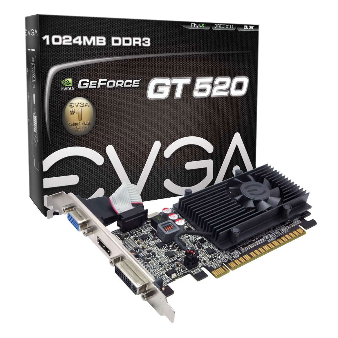 EVGA NVIDIA GT 520 Refurbished Graphics Card - 1GB LN47590 - 01G-P3 ...