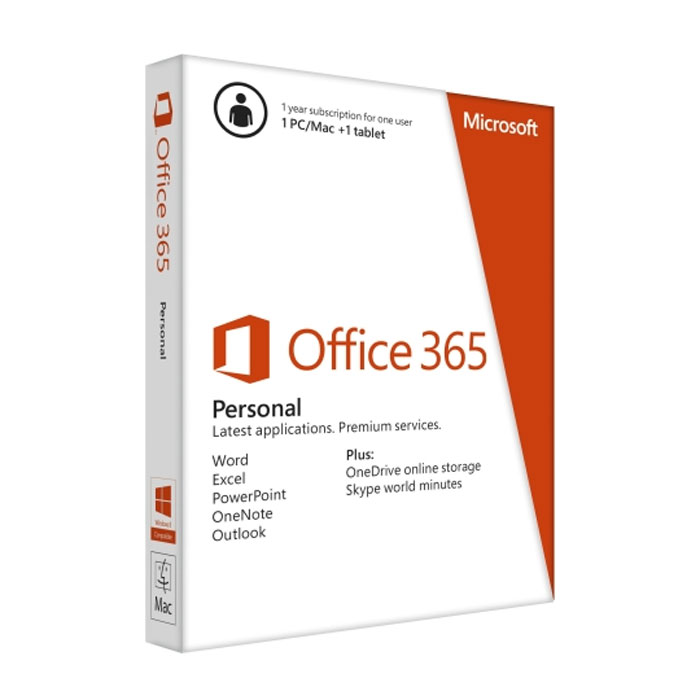 Microsoft Office 365 Personal for 1 PC/Mac + 1 Tablet, 1-year ...