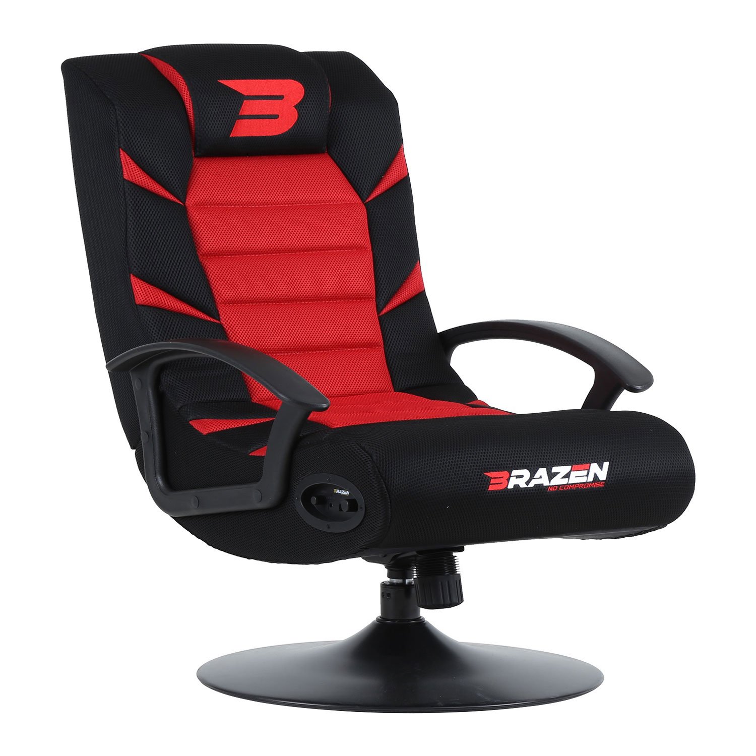 BraZen Pride Gaming Chair Black/Red with Surround 2.1Ch Sound Speakers ...