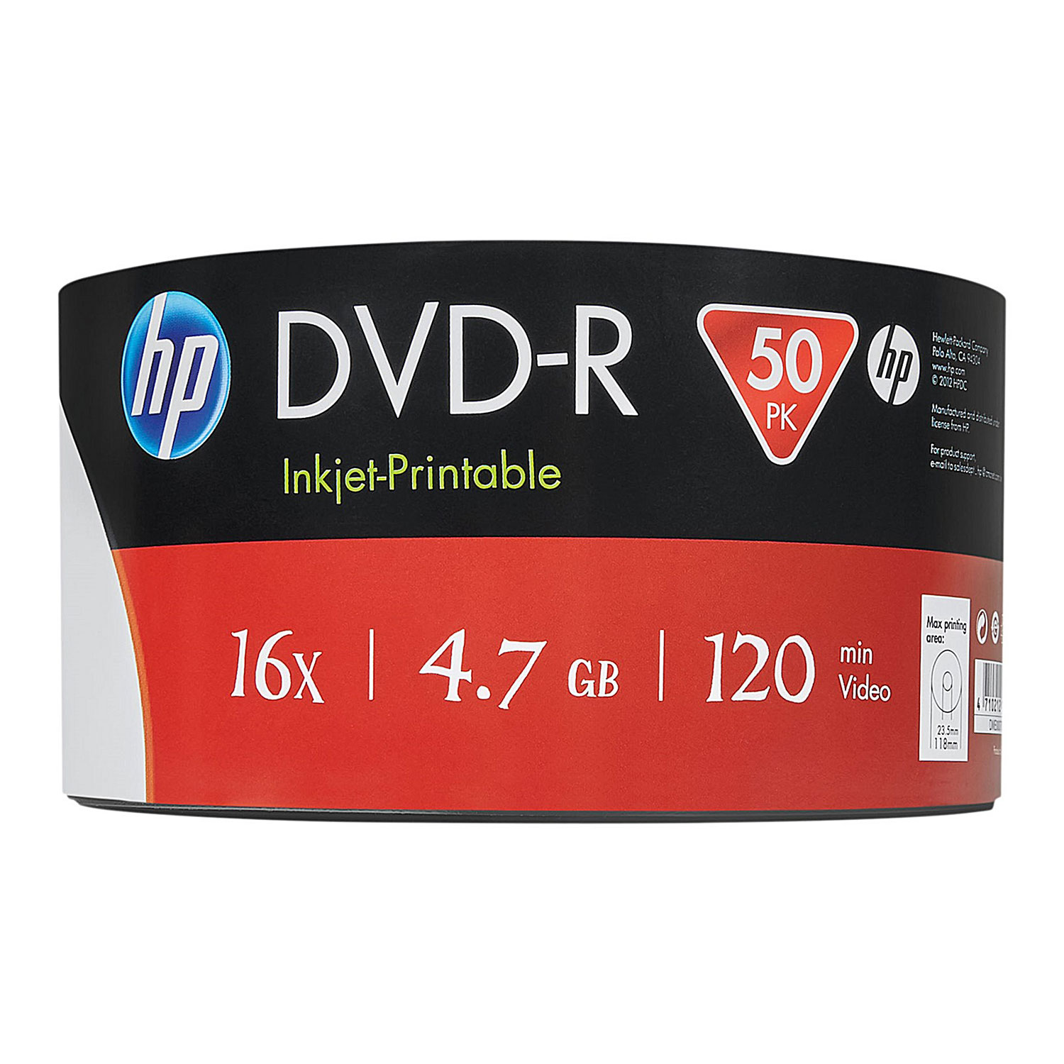 HP DVD-R 4.7GB Single Layer Full Face Printable 50pcs LN117162 - HP DVD ...