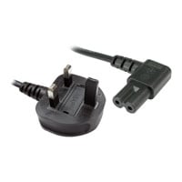 Right Angle 1.8m Figure 8 C7 UK Mains Power Cord/Cable - Black