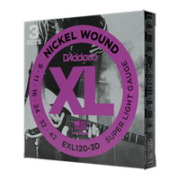 D'Addario EXL120-3D Nickel Wound Electric Guitar Strings, Super Light, 09-42, 3 Sets