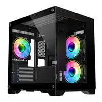 CIT Overseer Black MicroATX PC Case with 3x Celsius Dual-Ring Fans