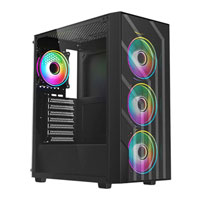 Vida Sirocco Black Tempered Glass ATX PC Gaming Case