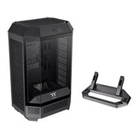 Thermaltake The Tower 300 Black Micro Tower Tempered Glass PC Gaming Case & Stand Kit Bundle