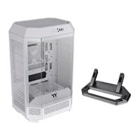 Thermaltake The Tower 300 White Micro Tower Tempered Glass PC Gaming Case & Stand Kit Bundle