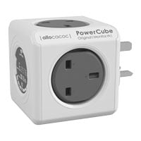 Allocacoc PowerCube 'Original Monitor' 4-Socket Mains Extension Plug, Grey