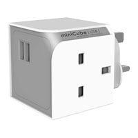 Allocacoc PowerCube 'miniCube USB' 2 UK Socket Mains Extension Plug