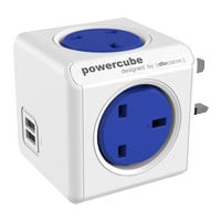 Allocacoc PowerCube 'Original USB' 4-Socket Mains Extension Plug, Blue