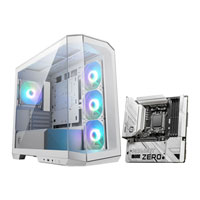 MSI AMD B650M PROJECT ZERO mATX Motherboard & MSI MAG PANO M100R PZ TG PC Case White Bundle