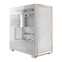 Open Box Antec Flux Mid Tower Tempered Glass White/Wood PC Gaming Case