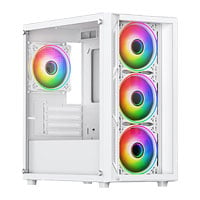 Vida Lucid White MicroATX Tower Tempered Glass PC Gaming Case inc 4x ARGB Fans