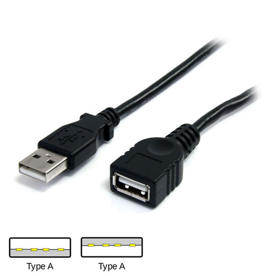 StarTech.com 1.8m/6ft Black USB 2.0 Extension Cable - M/F LN58975 ...