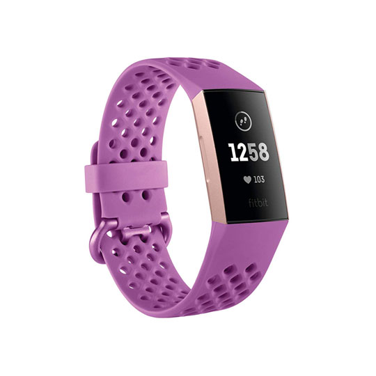 Fitbit Charge 3 Fitness Activity Band Berry with Rose Gold Face