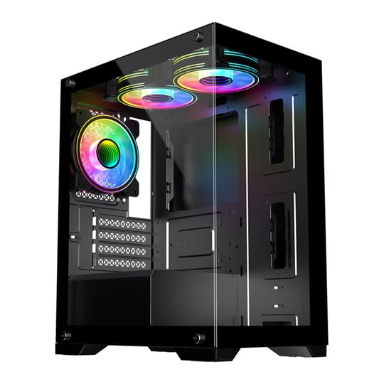 CIT Range Black MicroATX PC Case with 3x Celsius Dual-Ring Fans ...