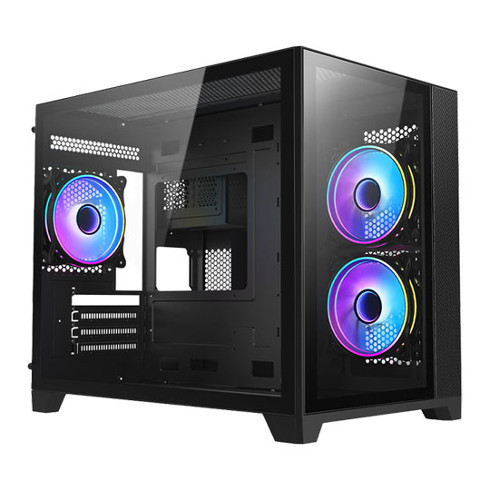 Vida Akira Black Tempered Glass Micro-ATX PC Gaming Case LN144559 ...